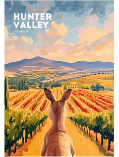 Hunter Valley Poster Kangaroo Vineyard A3